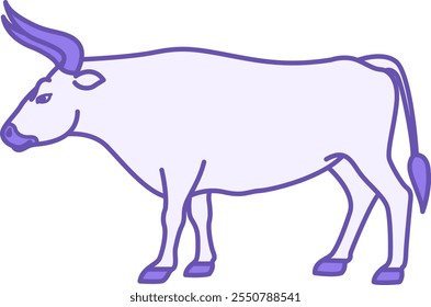 Icono de toro coloreado. Ilustración vectorial. Ungulados De Pies Uniformes, Ganado Mamífero. Agricultura, agricultura. Concepto de animales domésticos