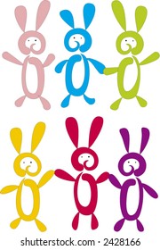colored bunnies