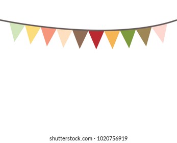 colored bunting party decoration festive. flags illustration. colorful party flags decoration to celebration event. colorful party flags on white background.