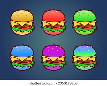 Colored Burger Set Vector Illustration