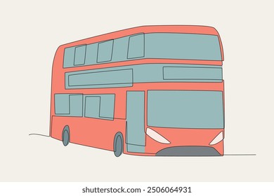 Colored buses in concept one-line drawing