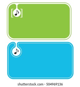 Colored business cards and music icon