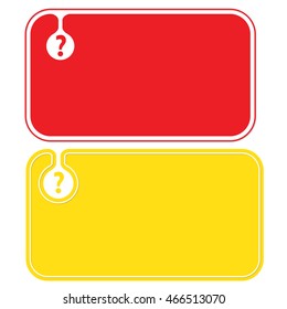 Colored business cards and question mark