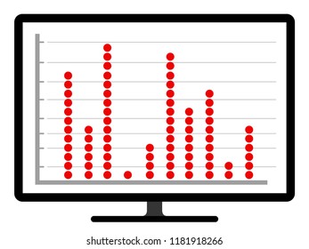 Colored business graph on a computer screen. Vector illustration design