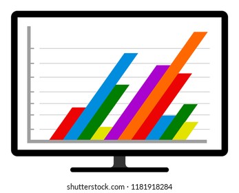 Colored business graph on a computer screen. Vector illustration design