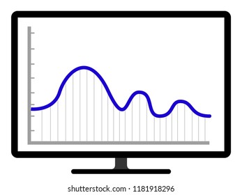 Colored business graph on a computer screen. Vector illustration design
