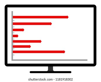 Colored business graph on a computer screen. Vector illustration design