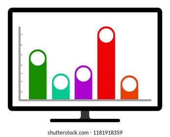 Colored business graph on a computer screen. Vector illustration design