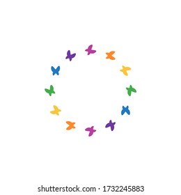 Colored butterflies in a circle, vector symbol, flat design, eps 10.