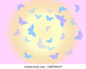 colored butterflies on a pink background