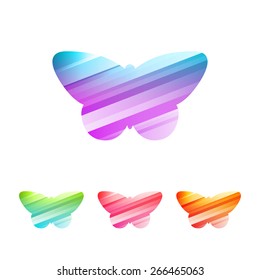 Colored butterflies on the white background - vector icon set