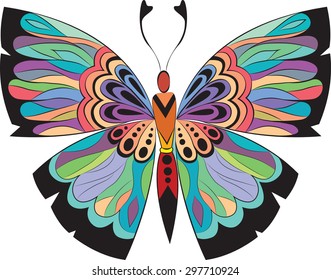 Colored butterflies with patterns
