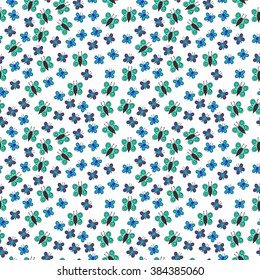 Colored butterflies  seamless background