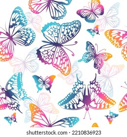 colored butterflies seamless pattern. Vector illustration