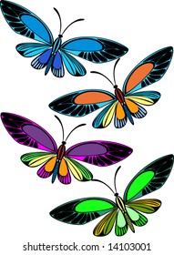 colored butterflies - vector