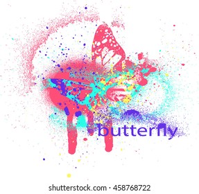 Colored Butterfly blot. Vector illustration.