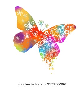 colored butterfly from flowers. Vector illustration