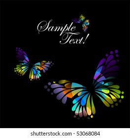 colored butterfly on a dark background