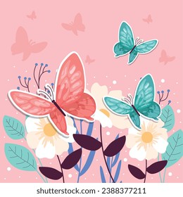 Colored butterfly on a flowers Spring season Vector
