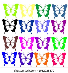 COLORED BUTTERFLY WITH WHITE BACK SCREEN CAN VECTOR WITH EPS 10 FORMAT
