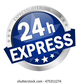 colored button with banner and text 24h Express