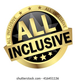 colored button with banner and text All inclusive