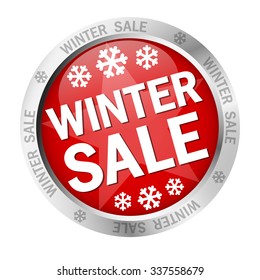 colored button with banner and text - Winter Sale