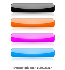 Colored buttons. 3d glass menu icons. Vector illustration isolated on white background