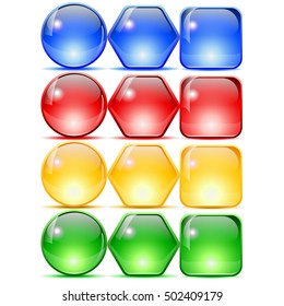 colored buttons of different shapes