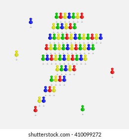 Colored buttons in the form of lightning mark. Buttons in the form of lightning mark on a white background. Vector illustration
