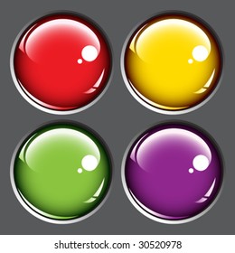 Colored buttons isolated on gray background