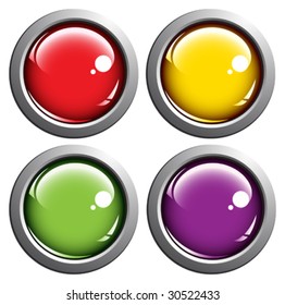 Colored buttons isolated on white background