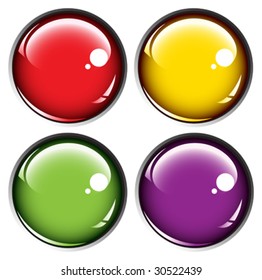 Colored buttons isolated on white background