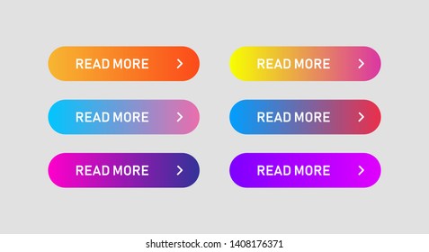 Colored buttons isolated. Read more design element. Buttons for web application and websites. EPS 10