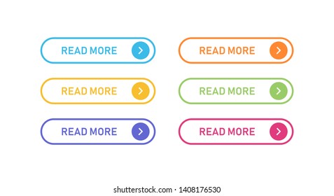 Colored buttons isolated. Read more design element. Buttons for web application and websites. EPS 10