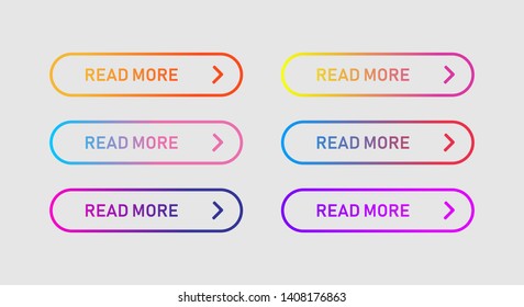 Colored buttons isolated. Read more design element. Buttons for web application and websites. EPS 10