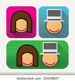 Colored buttons of man and woman