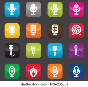 . Colored buttons on a dark background. Colored buttons on a dark background