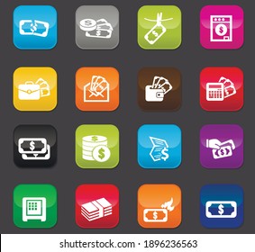 . Colored buttons on a dark background. Colored buttons on a dark background