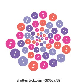 Colored buttons on a white background