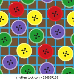 colored buttons sewn on the background cells.abstract seamless pattern 
