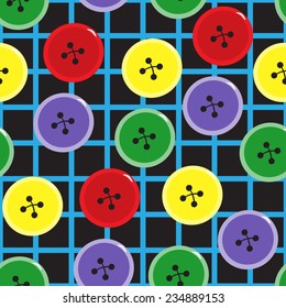 colored buttons sewn on the background cells.abstract seamless pattern 