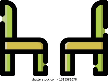 Colored Cafe Chair Desk Cafe Icon