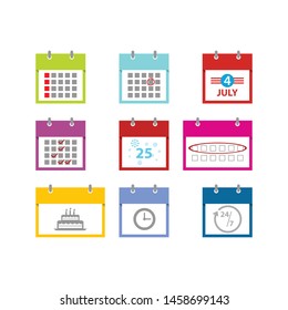 Colored Calendar icons for web design, calendar symbol, flat calendar, graphic element, web design, calendar sign