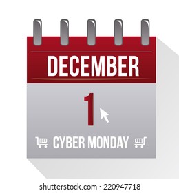 a colored calendar with text and carts for cyber monday