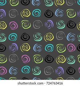 colored calligraphic circles. seamless pattern