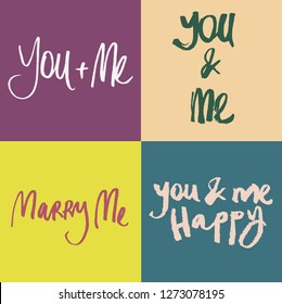 Colored calligraphy inscriptions on the theme of Valentine's Day. Can be used in gift wrapping and greeting cards.Can be used in social networks, for articles, publications, cards, print, poster.