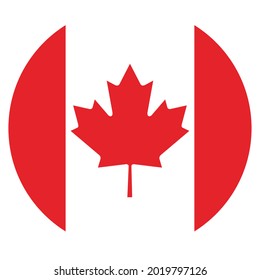 Colored Canada flag. Vector illustration of circle Canada flag