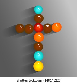 Colored candies in the form of a cross