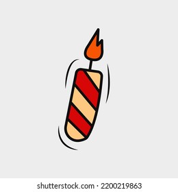 Colored candle Doodle element with outline